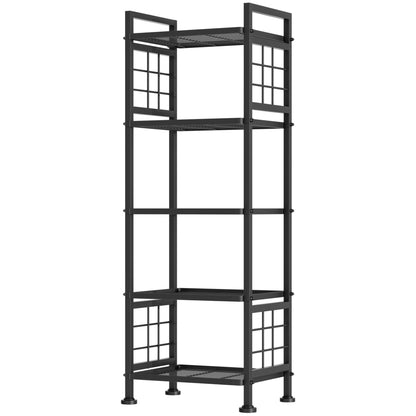 GIOTORENT 5-Wire Standing Book Shelf & Bookcase, Metal Storage Shelving Unit Pantry Rack for Laundry Kitchen Bathroom Organizer, Black
