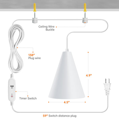 Bstrip Hanging Grow Lights for Indoor Plants-25W Full Spectrum 5000K Plant Light with 4H/9H/14H Timer& 16.4FT Power Cord for Indoor Growing, Ideal for Large Tall Plant, Garden and Flowers Greenhouse