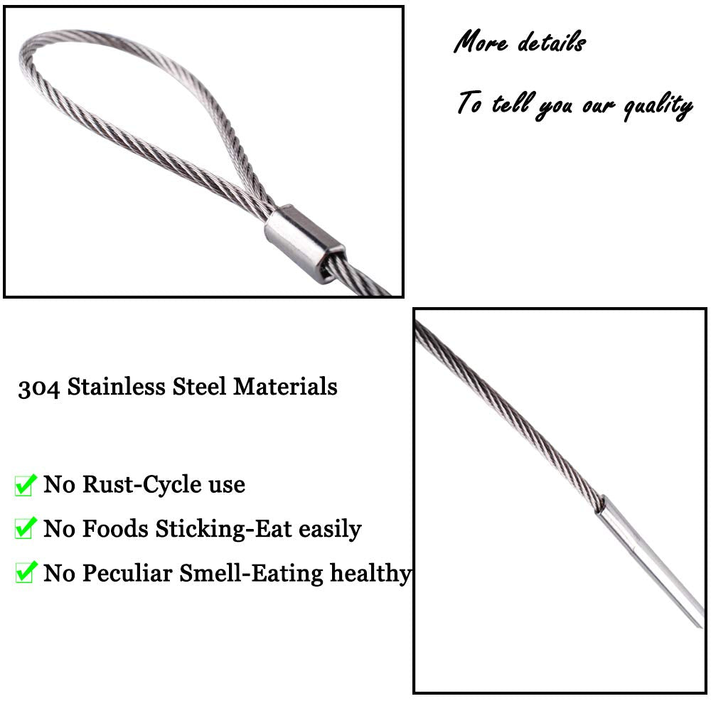 Wadoy BBQ Flexible Skewers for Grilling, 29 Inch (8 Pcs) Stainless Steel Cable Skewers