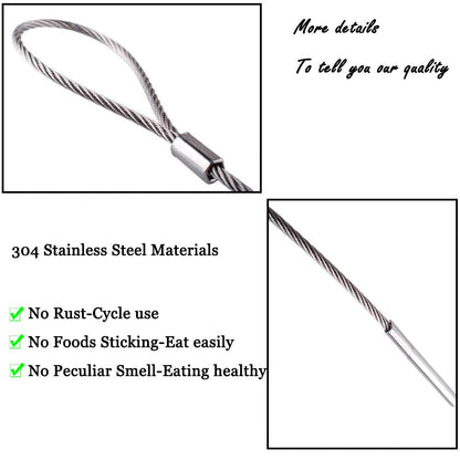 Wadoy BBQ Flexible Skewers for Grilling, 29 Inch (8 Pcs) Stainless Steel Cable Skewers
