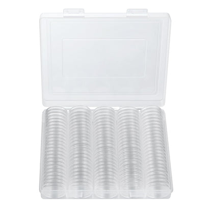MUQING 240 PCS 30mm Plastic Coin Capsule Holder, 5 Sizes Protect Gasket Coin Case for Collectors, Round Coin Collecting Supplies with Storage Box