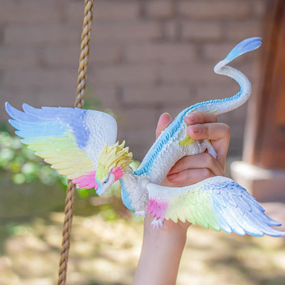 schleich Bayala - 13” Rainbow Dragon Figurine with Movable Wings - Winged Mythical Creature Figure with Glittering Body - Colorful Girl Dragon Toy for Imaginative Play - Kids Ages 5+ | 70728