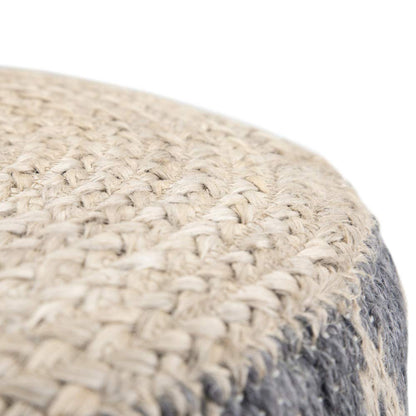 SIMPLIHOME Edgeley Round Pouf - 18 inch Wide Handwoven Jute and Cotton Ottoman in Grey and Natural, Boho-Style Footstool or Extra Seating for Living Room, Bedroom, or Kids Room, Assembled
