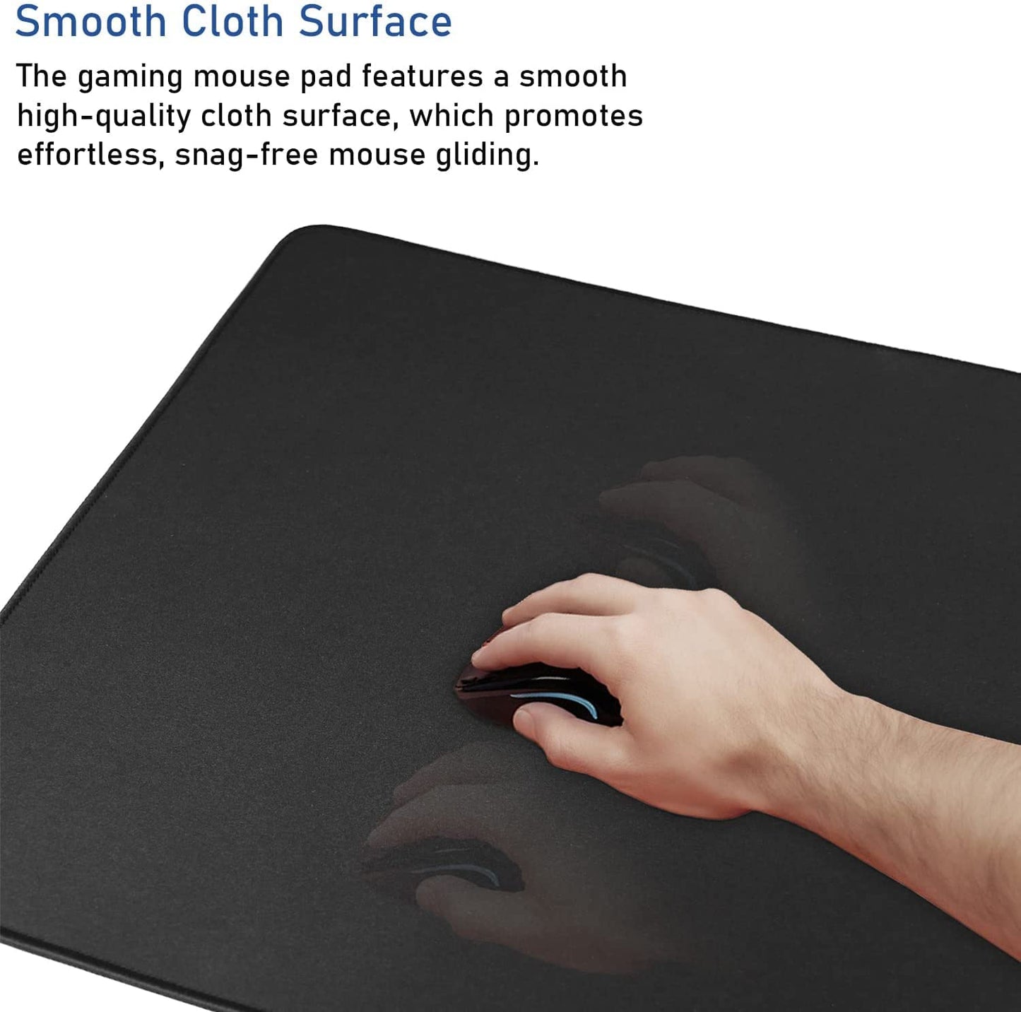 Large Extended Gaming Mouse Pad with Stitched Edges, (31.5X15.7In) Durable Non-Slip Natural Rubber Base, Waterproof Computer Keyboard Pad Mat for Esports Pros/Gamer/Desktop/Office/Home-Black