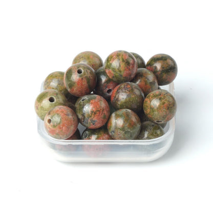100Pcs Natural Stone 6mm Unakite Round Loose Gemstone Energy Healing Beads Hole Size 1mm DIY Smooth Beads for Bracelet Necklace Earrings Jewelry Making
