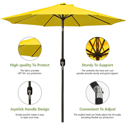 MAKE CHANGES 9FT Patio Umbrella 2 Pack, Set of 2 Outdoor Table Market Umbrella with Push Button Tilt & Crank, 8 Sturdy Ribs Waterproof UV Protection Fade-Resistant for Garden, Deck, Backyard, Pool