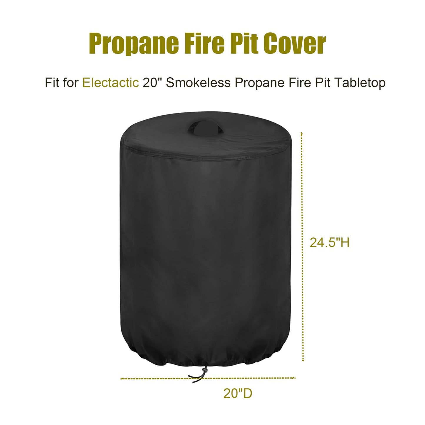 Aidetech Fire Pit Table Cover for Electactic 20" Smokeless, Waterproof Portable Fire Pit Cover, Outdoor Fire Tables Fireplace Covers-20 D x 24.5" H