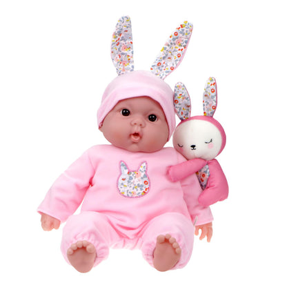JC Toys Lots to Cuddle Babies 15” Soft Body Baby Doll with Plush Bunny Friend | Includes Attachable Stuffed Animal | Realistic Baby Doll for Kids Ages 2+ | Huggable & Lifelike