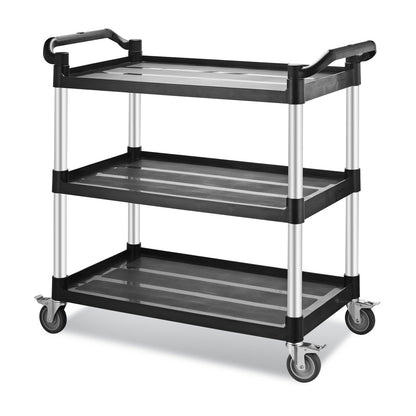 Imaboie Utility Rolling Carts with Wheels, Large Size Plastic Service Carts, Heavy Duty Restaurant Cart with 4 Lockable Brake Wheels for Kitchen/Office/Warehouse (3 Tier - 34×17×37inches / 510lbs)
