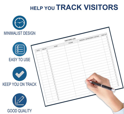Visitors Register Book - Visitor Log Book with 120 Pages, 9" X 7", Blue Hardbound Cover, Wedding Reception and Events Reception Supplies