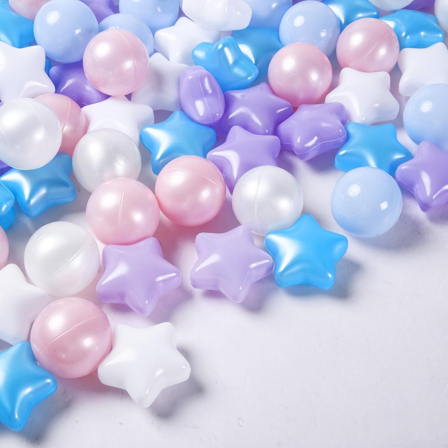 Heopeis Star Ball Pit Balls for Toddlers - 100 200 500 Pack Phthalate & BPA Free Plastic Toy Balls for Kids, Ball Pool Play Tent, Baby Kiddie Pool Water Toys, Party Decoration