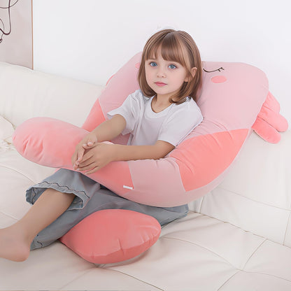 MLdian 47x23 inch U Shaped Long Plush Body Pillows for Kids, Stuffed Animal Axolotl Soft Large Pillow for Sleeping, Big Cute Plushies, Washable Cover, Gift for Boys and Girls