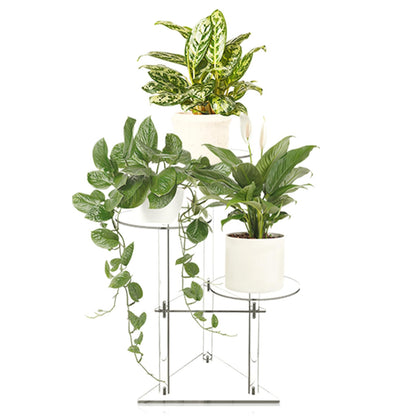 Jusalpha Clear Acrylic Corner Plant Stand, 3-Tier, Indoor Display Shelf for Plants and Flowers, 11 Pounds Load Capacity