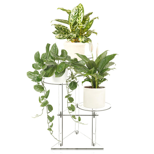 Jusalpha Clear Acrylic Corner Plant Stand, 3-Tier, Indoor Display Shelf for Plants and Flowers, 11 Pounds Load Capacity