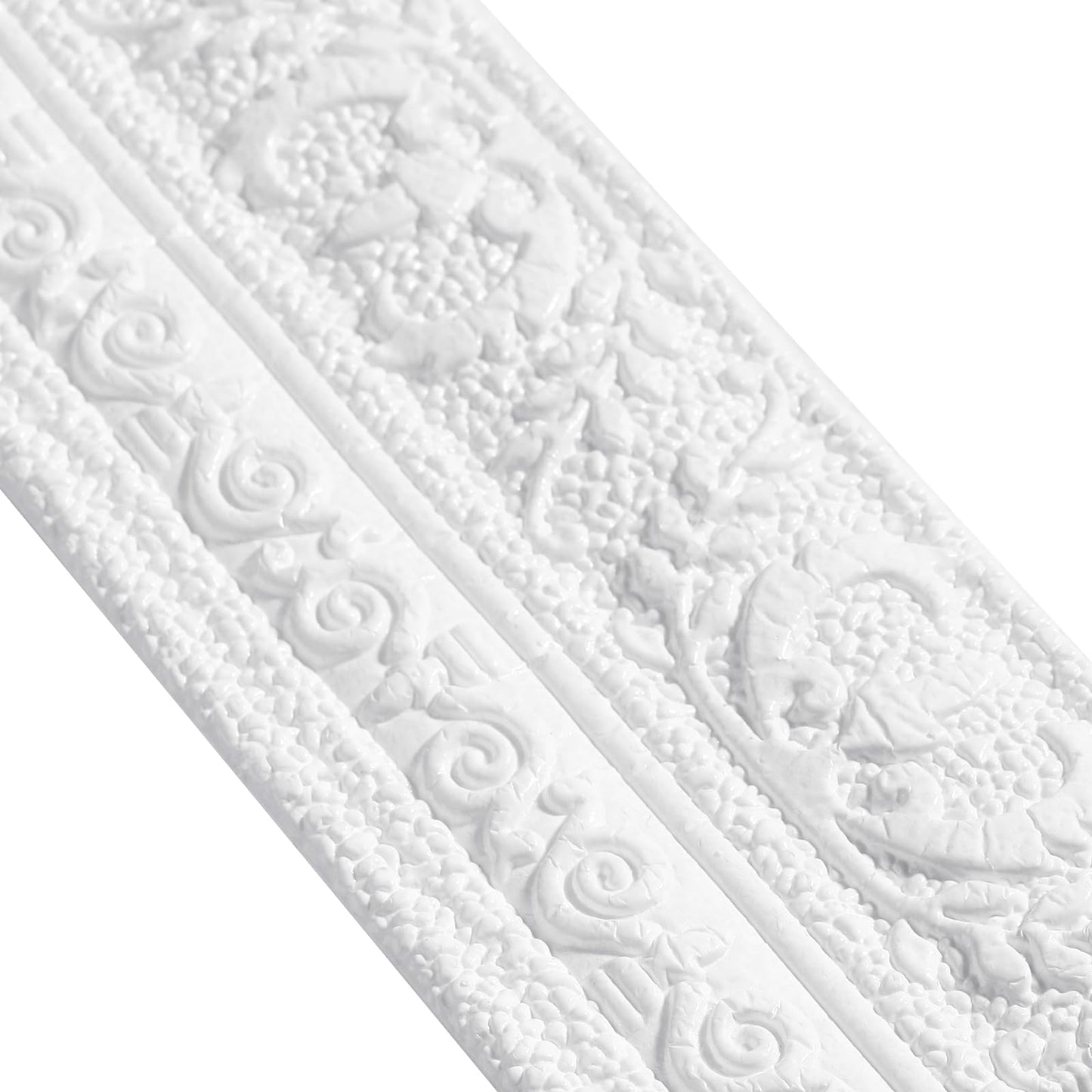 TaoBary 90 x 3 Inch Self Adhesive Flexible Foam Molding Trim Wallpaper Border 3D Sticky Decorative Wall Lines Peel and Stick Wall Baseboard Trim for Home Hotel DIY Decor(5 Roll,White)