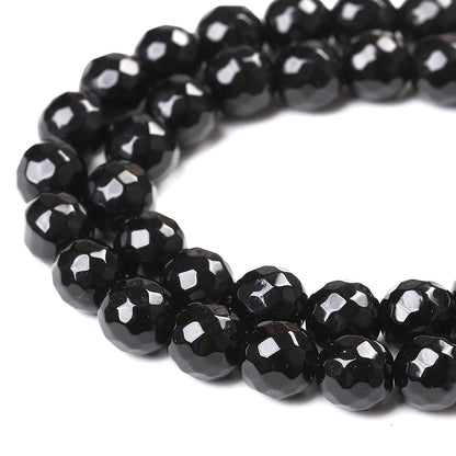 36pcs 10mm Natural Faceted Black Agate Stone Beads for Jewelry Making Energy Healing Beads DIY Bracelet Necklace Accessories 15" (10mm, Faceted Black Agate)