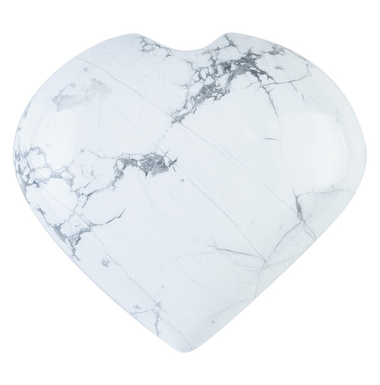 Crocon 50mm Howlite Heart stone Big Heart Shape Puff Stones Set 450+ Carats Pocket Crystal Healing Tumble Collection Palm Worry Stone Good Luck Charm Meditation Gift Craft Home Decor