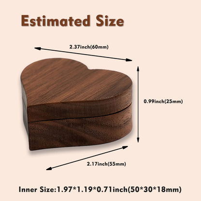 LAIFU Custom Wooden Ring Box for Wedding Ceremony with Text and Pattern Personalised Proposal/Engagement Ring Boxes Heart-shaped