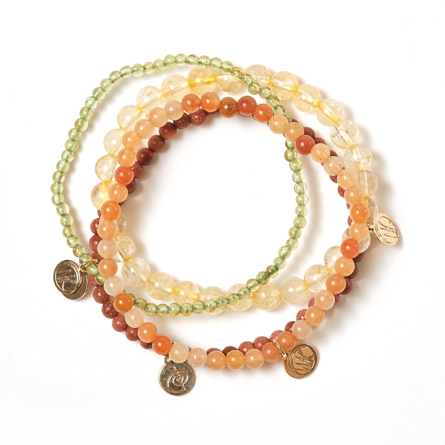 Success Crystal Bracelet Stack 4mm – Healing Stone Beaded Bracelets – Citrine, Peridot, Red Aventurine, Goldstone - Spiritual Energy Jewelry for Abundance, Growth, Manifestation Power, and Ambition - Elastic, Unisex, Gift-Ready