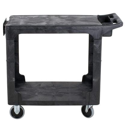 Rubbermaid Commercial Products 2-Shelf Utility/Service Cart Small Flat Shelves Storage Handle 500 lbs. Capacity for Warehouse/Garage/Cleaning/Manufacturing