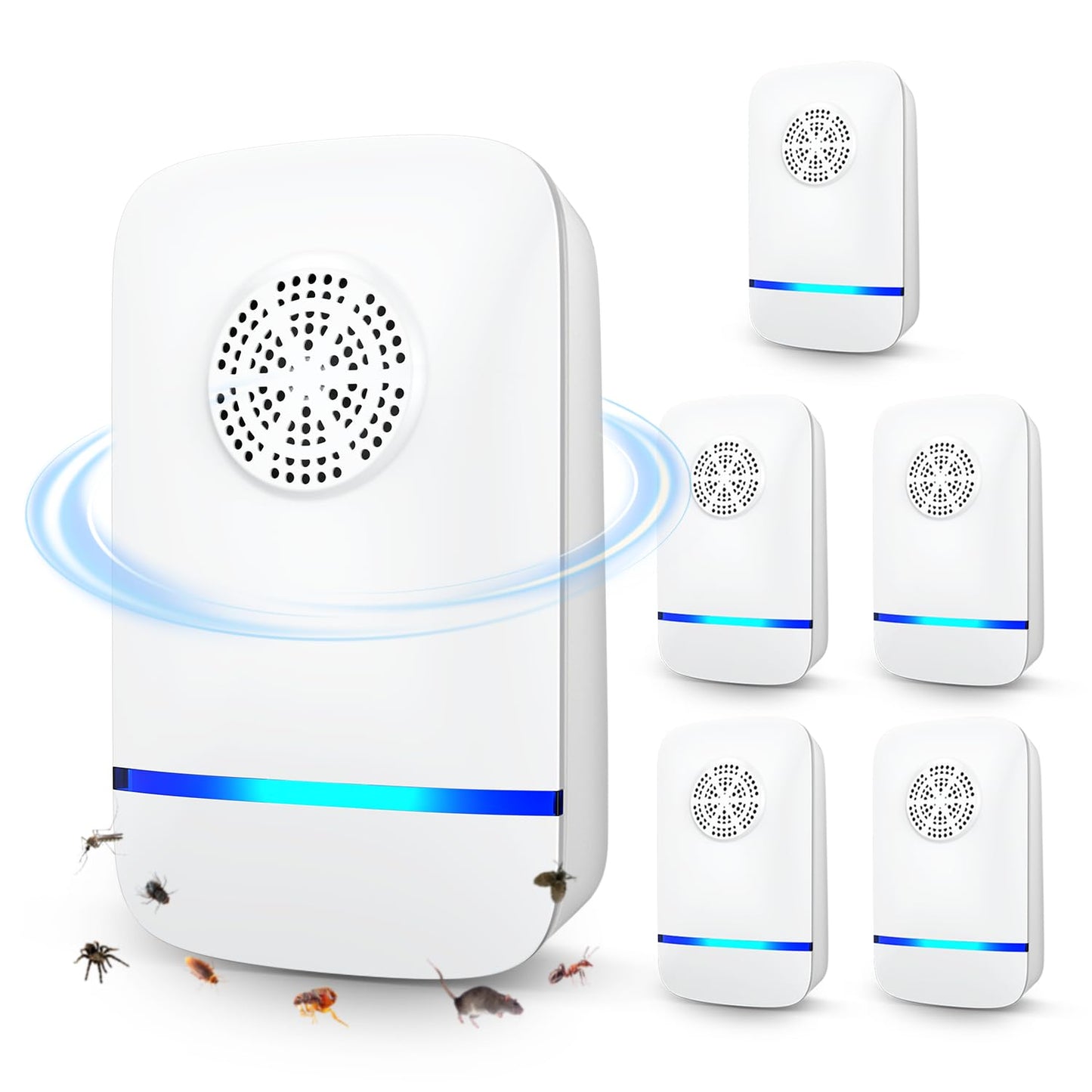 FTOTL 2026 Upgrade Ultrasonic Pest Repeller 6 Pack, Plug-in Indoor Pest Control for Mice, Roaches, Spiders & Other Common Household Pests, Safe for Children & Pets