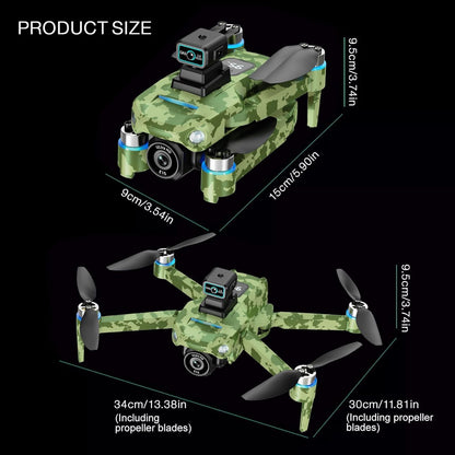 4K GPS Drone with Camera for Adults: Featuring Obstacle Avoidance, 5G FPV Transmission & Brushless Motor, Includes 3 Batteries & Screen Remote Controller in Army Green