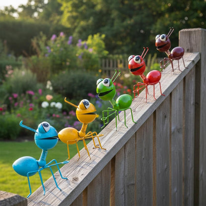 Cruis Cuka Metal Yard Art Cute Ant 5 Pcs Garden Decor for Outside Lawn Ornaments Porch Backyard Wall Sculpture Fence Decorations