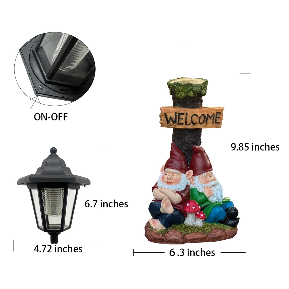 ZYLiWoo Garden Gnome Statue with Solar Lights,Outdoor Figurine Light for Outside Landscape,Lawn Yard, Path、Patio Sculptures Decor - Unique Gift for Grandmothers, Women,Sisters for Christmas Birthday