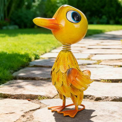 YELENEW Metal Garden Statue Decor for Outside,Yellow Duck Garden Sculptures Lawn Ornaments Garden Yard Art for Backyard Patio Decoration