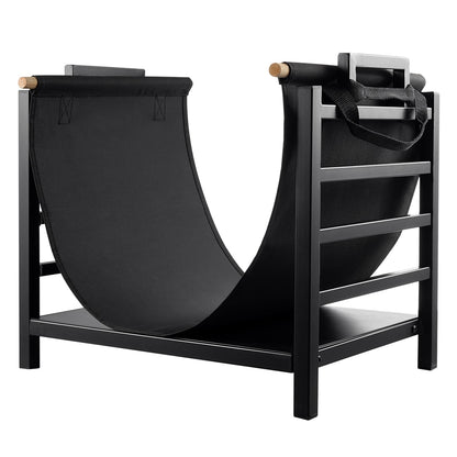 DOEWORKS Indoor Firewood Rack 18 Inch Fireplace Log Holder with Canvas Carrier