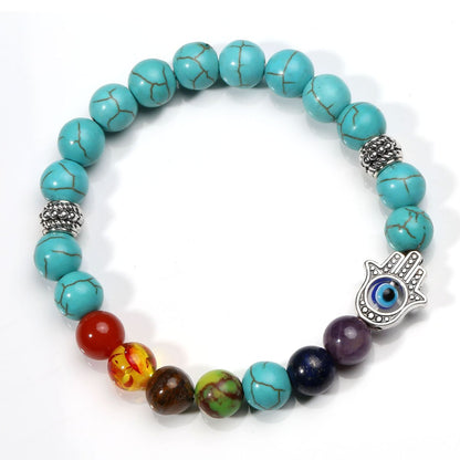 Eigso 8 Pcs 7 Chakra Bracelets Set for Women Men Meditation Lava Rock Bracelet