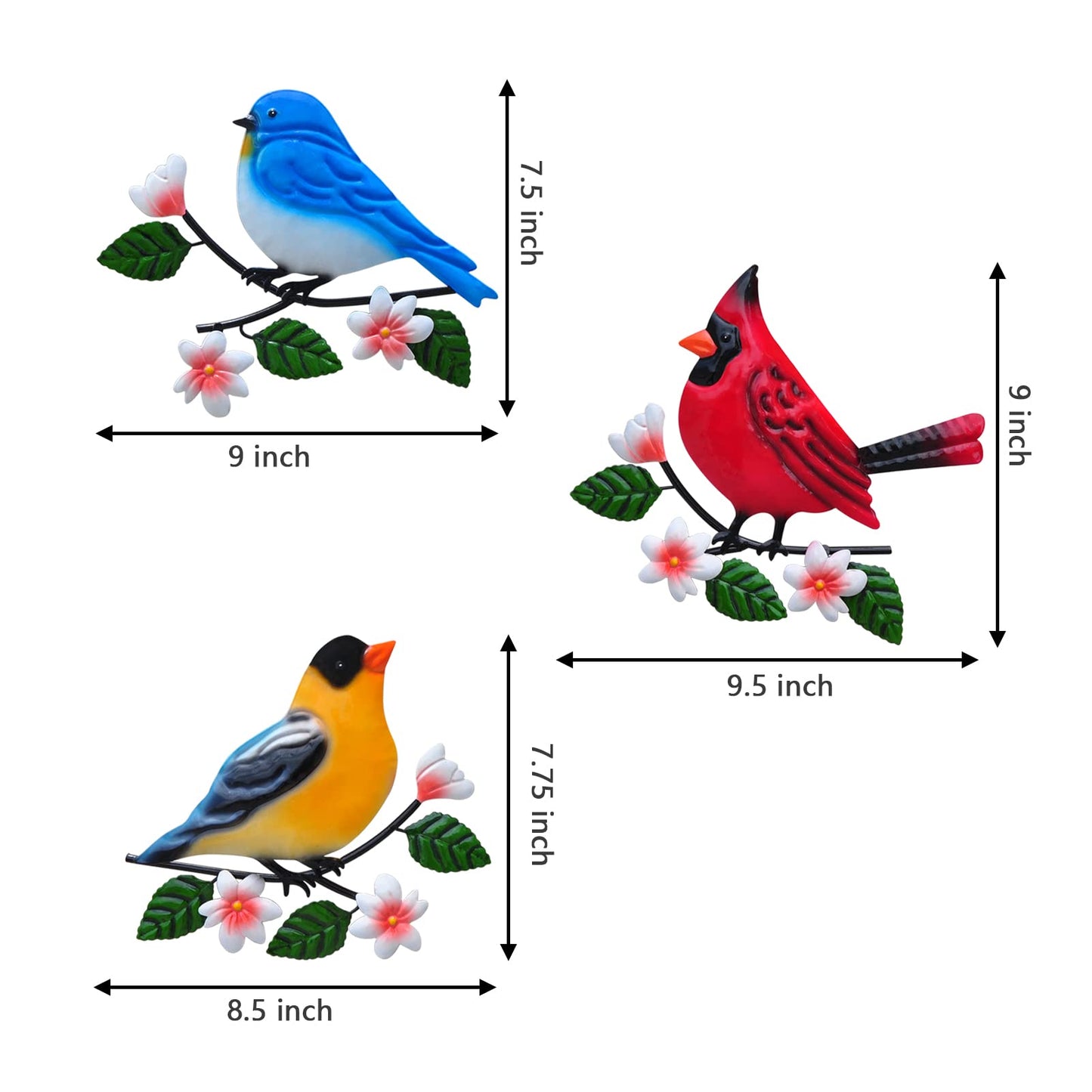 Tuokiuhn Metal Bird Wall Decor Bird Wall Art Metal Outdoor Wall Art Suitable for Garden Art Clearance Outdoor Wall Decorations for Patio Set of 3