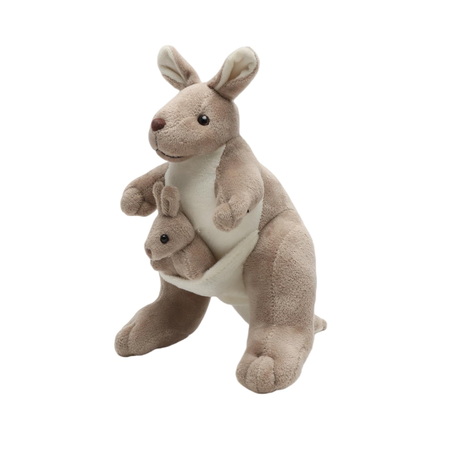 unsnurnoch 9.84" Kangaroo Plush Toy with Baby Joey, Cute Stuffed Animal Doll, Soft Cuddly Kangaroo Mom and Baby, Perfect Birthday for Kids, Friends, Home Decoration