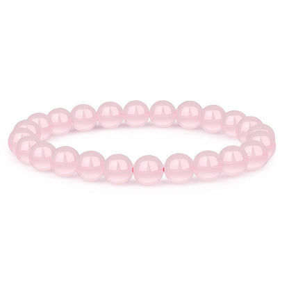 Crystal Vibe Rose Quartz Crystal Bracelet - 8mm Stretchable Rose Quartz Bead Bracelet for Women & Men