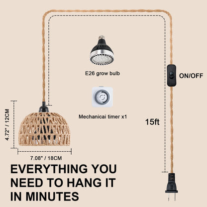 Cofiveevo Hanging Grow Lights for Indoor Plants, Full Spectrum Plant Light, with Timer and 15FT Power Cord, 30W Pendant Plant Lights for Indoor Growing, Garden, Flowers, Greenhouse (4000k)