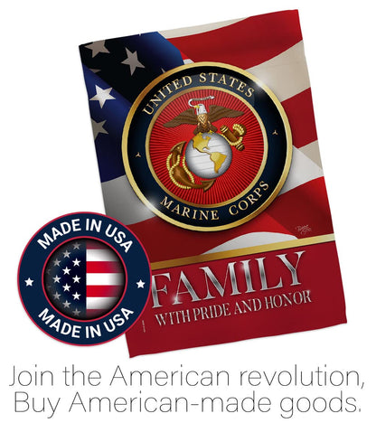 US Marine Family Honor Garden Flag - Armed Forces Corps USMC Semper Fi United State American Military Veteran Retire Official - House Banner Small Yard Gift Double-Sided Made in USA 13 X 18.5