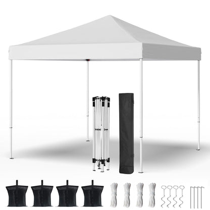 PHONWHON Shades 10x10 Pop Up Canopy, Heavy Duty Beach Tent with Carrying Bag for Easy Moving, Sun Shelter for Parties, Events, Camping, Outdoor Gazebo with 420D PU Coated Waterproof White Fabric