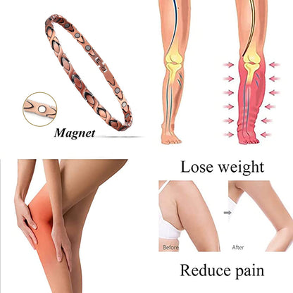 Copper Magnetic Bracelet Anklet, Magnetic Anklets for Women's Copper Jewelry with Adjust Tool