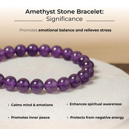 Divine Hindu Amethyst Crystal Bracelet | Makar Rashi (Capricorn) Zodiac Stone | Certified Healing Gem | Reiki Energy | Chakra Alignment | Meditation & Protection for Men & Women.
