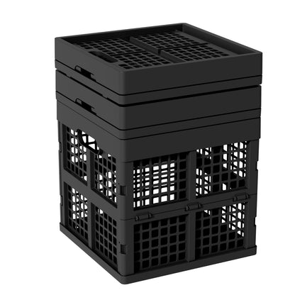 Xeabia 18 L Square Milk Crate, Plastic Stackable Storage Milk Crates, 3 Pack, Black