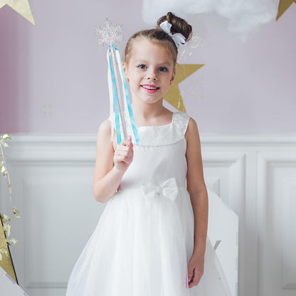 Gejoy Winter Snowflake Wand Silver Snowflake Magic Wand Winter Flake Theme Winter Wand Princess(12 Pcs)