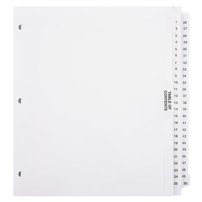 Exhibitindexes® Numbered Dividers 1-50 Punched - AVE Style Bold Tabs - Side Collated Exhibit Tabs - Made in The USA | Letter Size - 1-50 - Sets