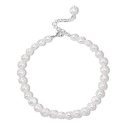 HENGSHENG Natural Baroque Pearls Link Bracelets for Women Freshwater Cultured Pearls Strand Bracelets Handpicked Pearl Elegant Jewelry - White