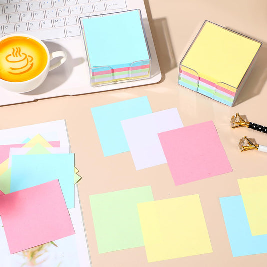 Resurhang 1000 Pieces Small Note Pad 3.4 Inch x 3.4 Inch Square Memo Cube Refill Memo Pads with Cube Non Sticky Mini Paper Reminders Office Writing Supplies Crafts(Pastel Colors)