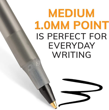 BIC Round Stic Xtra Life Ballpoint Pens, Bulk Pack of Black Ink Pens, Medium point 1.0 mm, Pack of 300