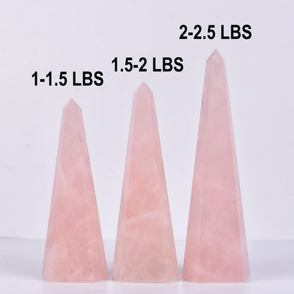 SMOHEAL Rose Quartz Large Crystal Tower Natural Pink Healing Crystal Point Wand Obelisk for Reiki Meditation Crystal Grid Decoration 1-1.5 LBS
