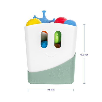 Ubbi Stand Up Bath Toy Storage Organizer, Bath Caddy with Removable Drying Rack Bin for Toddlers and Baby, Sage