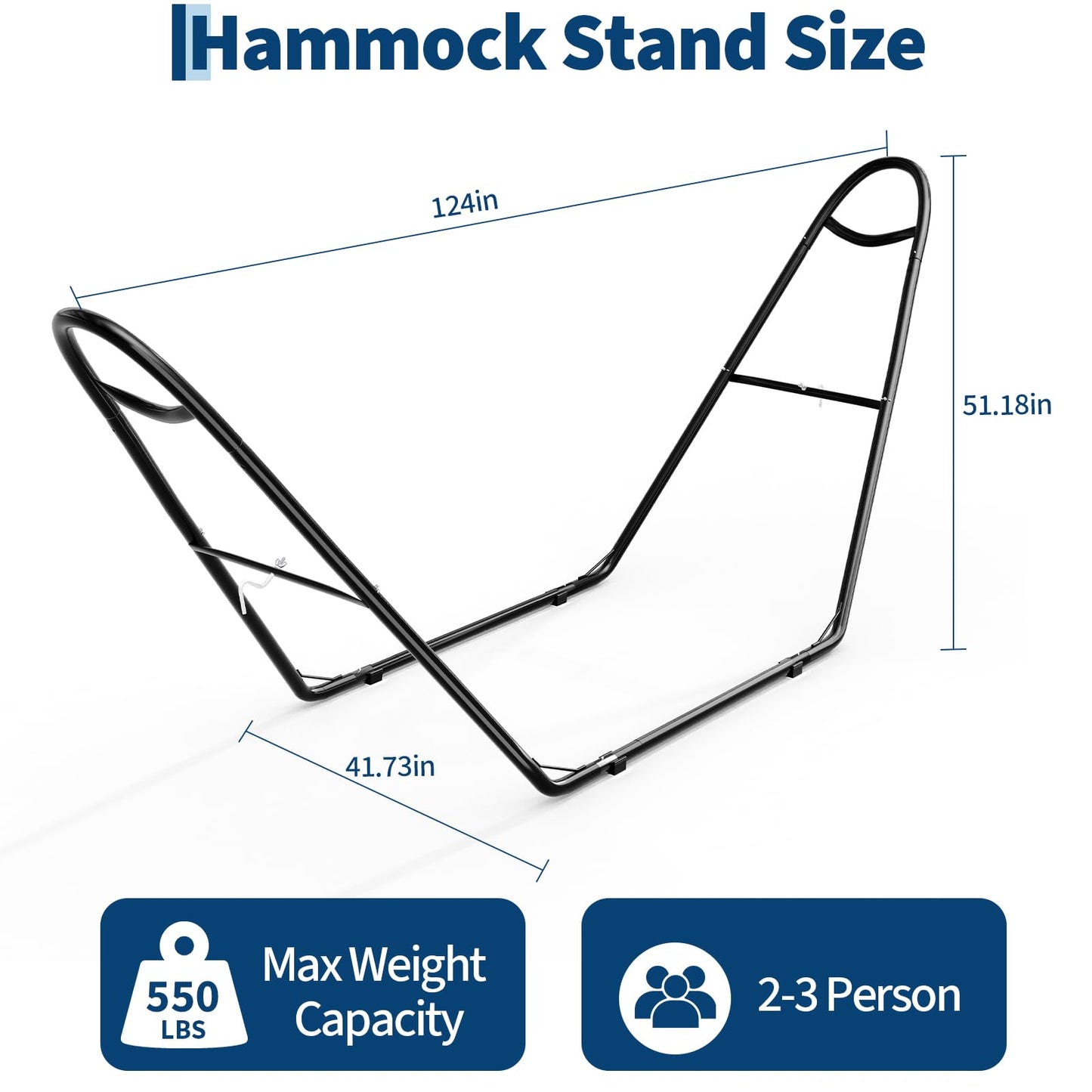Garvee Universal Double Hammock Stand, 550-Pound Capacity, Heavy-Duty Hammock Stand for Outside, Fits 9 to 14 Foot Hammocks, Black