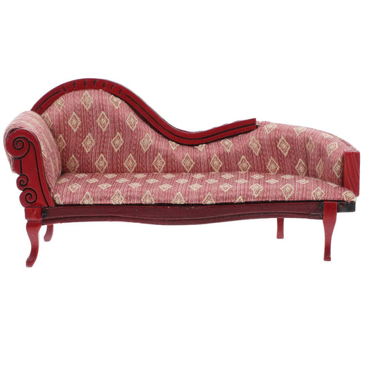 Angoily Miniature Chaise Lounge Scale Vintage Floral Sofa Elegant Dollhouse Furniture Accessory for Living Decor Craftsmanship Timeless European Style