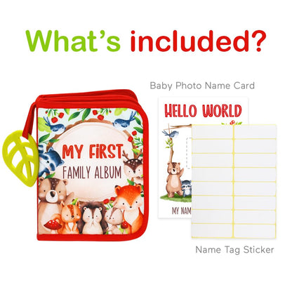 Urban Kiddy™ Baby's My First Family Album | Soft Photo Cloth Book Gift Set for Newborn Toddler & Kids (Woodland)